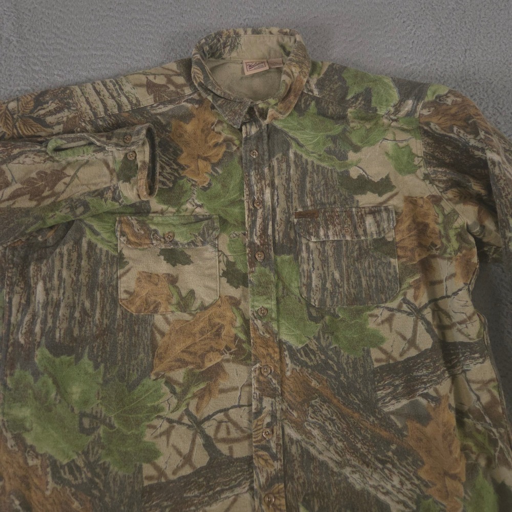 VTG Woolrich Shirt Mens 2XL Tall Green RealTree Camo Cotton Flannel Made in USA‎